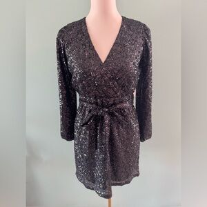 LOFT Gray Long Sleeve V-Neck Sheath Dress Size 00P